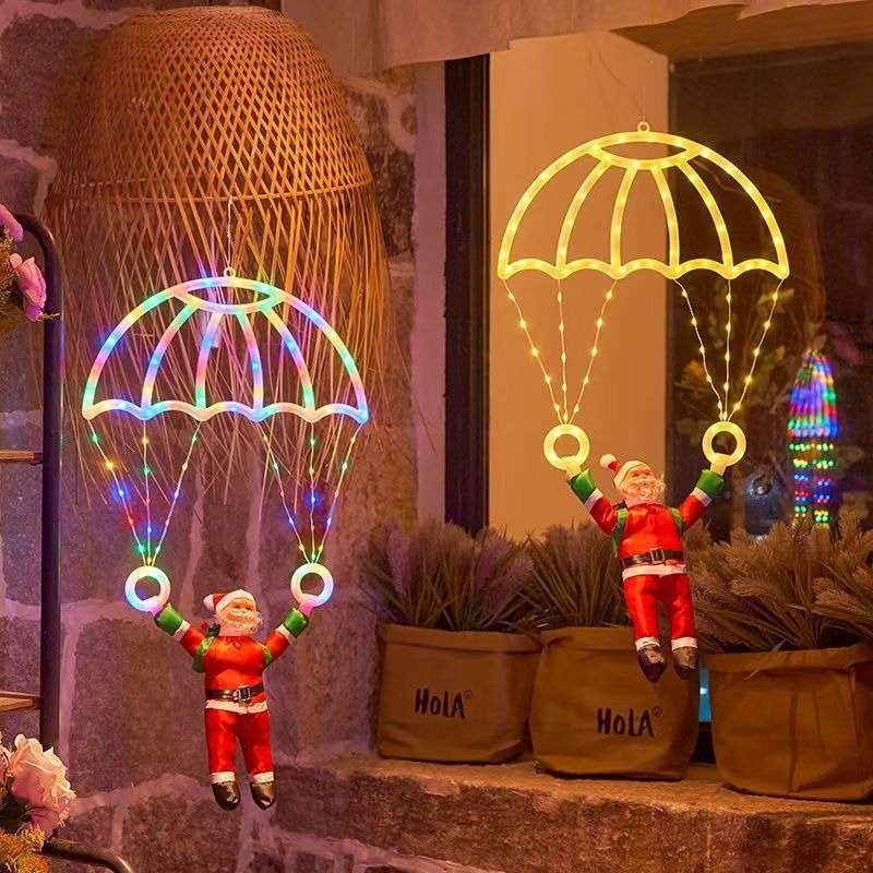 Xmas Outdoor Lighting Decorations - String Lights LED Santa Parachute Christmas