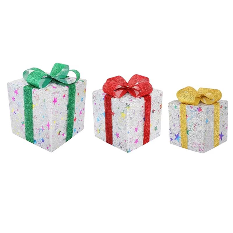 Outdoor Lighting Remote Control - AEE4-Remote-Controlled Christmas Lighted Gift Boxes, Set