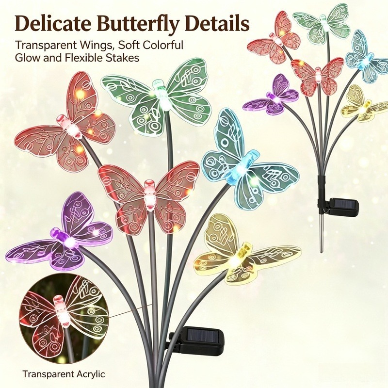 Outdoor Lighting For Patio - Solar Powered Butterfly Lights, Waterproof LED