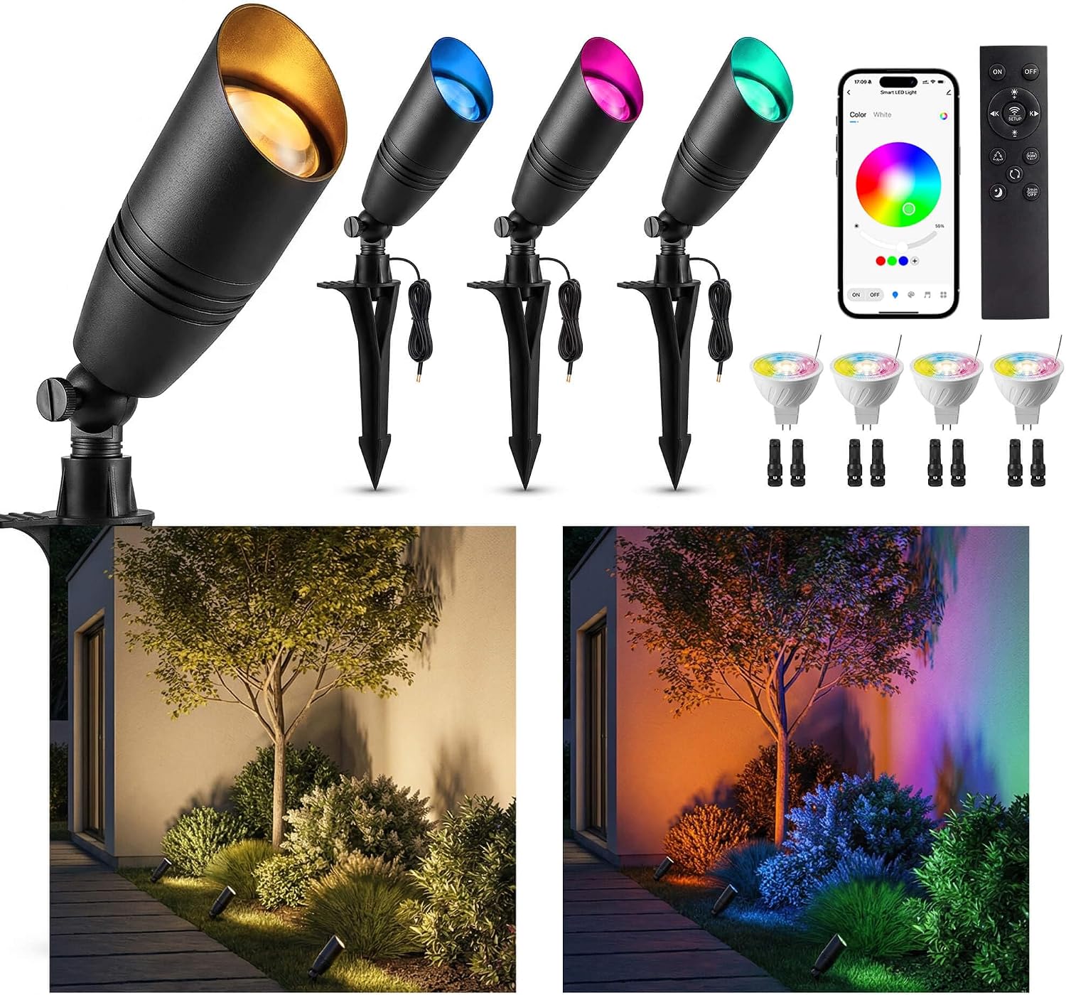 Outdoor Lighting Remote Control - Low Voltage Outdoor RGBCW Landscape Spotlights
