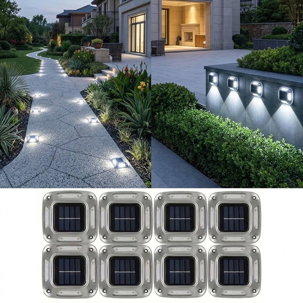 8Pcs Solar Path Lights Outdoor - đánh giá và giá Outdoor Lighting On Stairs
