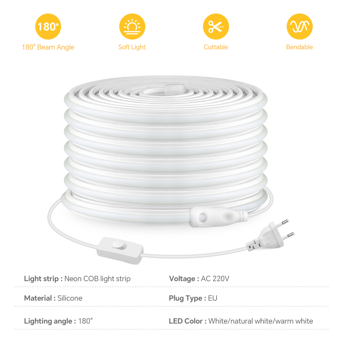 220V COB Led Strip High Densit - đánh giá và giá Outdoor Lighting Socket