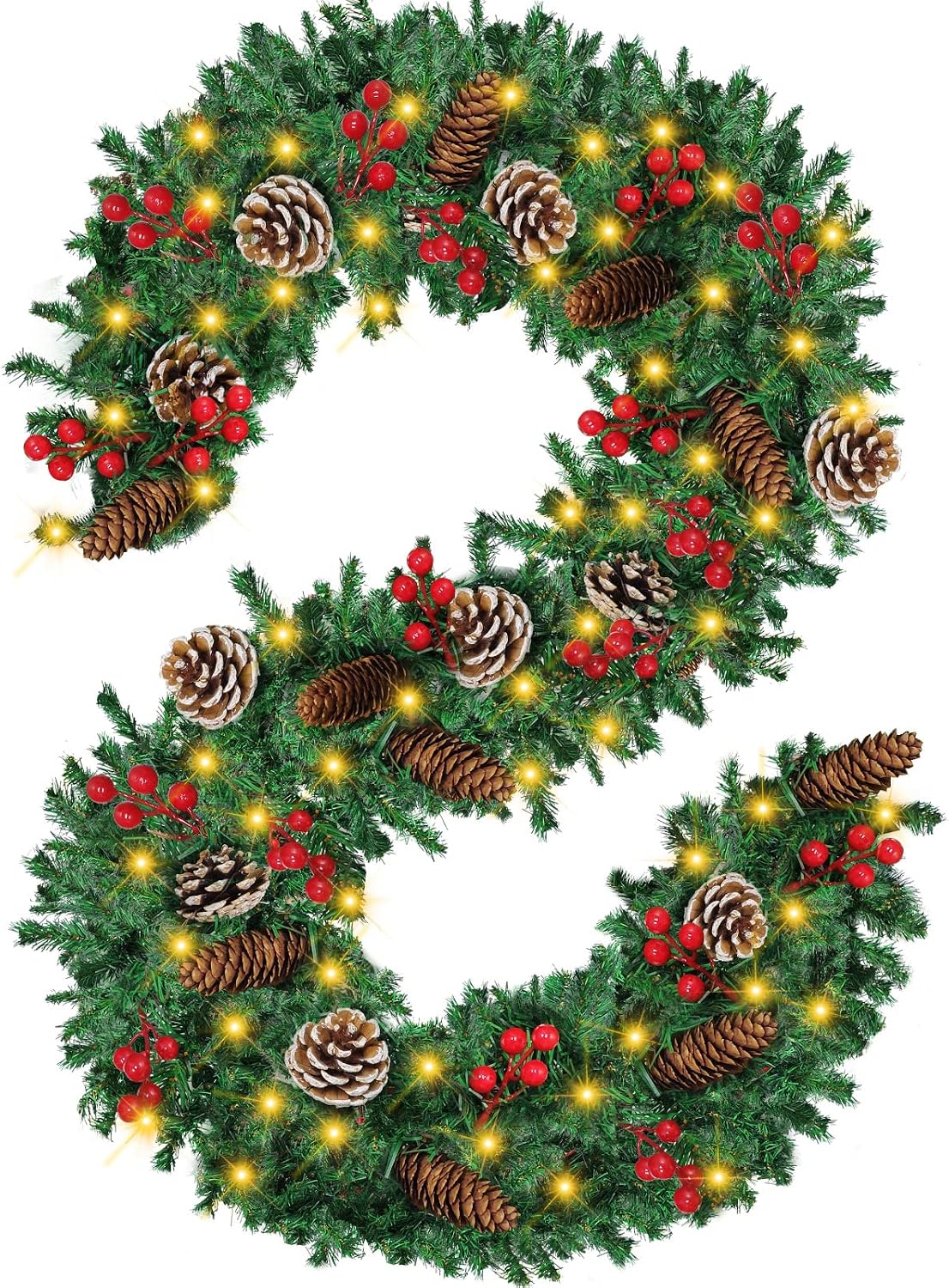 12FT Prelit Christmas Garland, - đánh giá và giá Xmas Outdoor Lighting Decorations