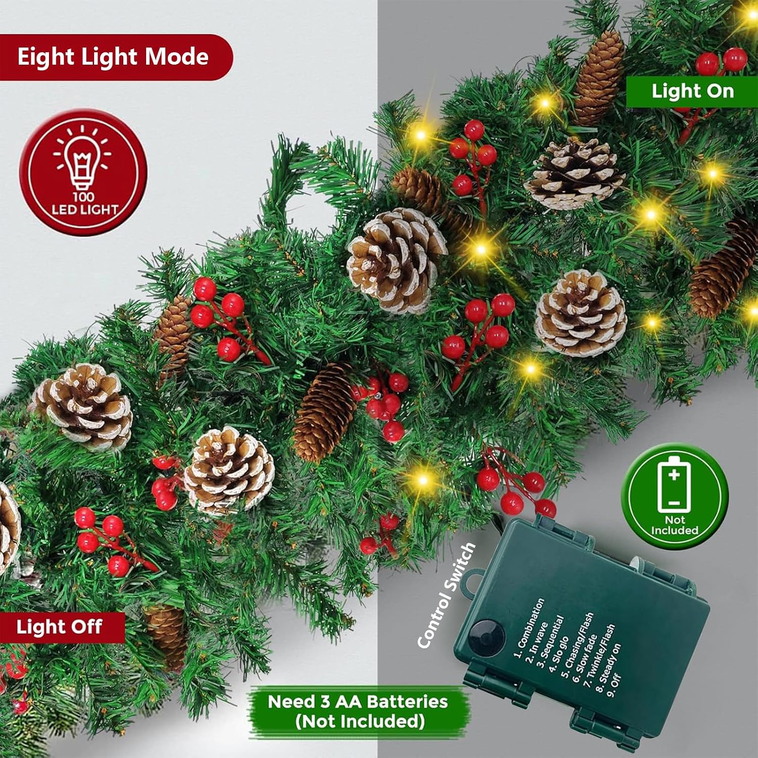 12FT Prelit Christmas Garland, - đánh giá và giá Xmas Outdoor Lighting Decorations