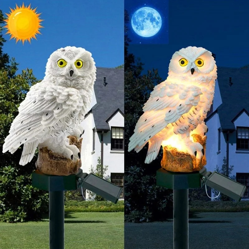 Solar Owl Statue Garden Light  - đánh giá và giá Outdoor Lighting For Patio