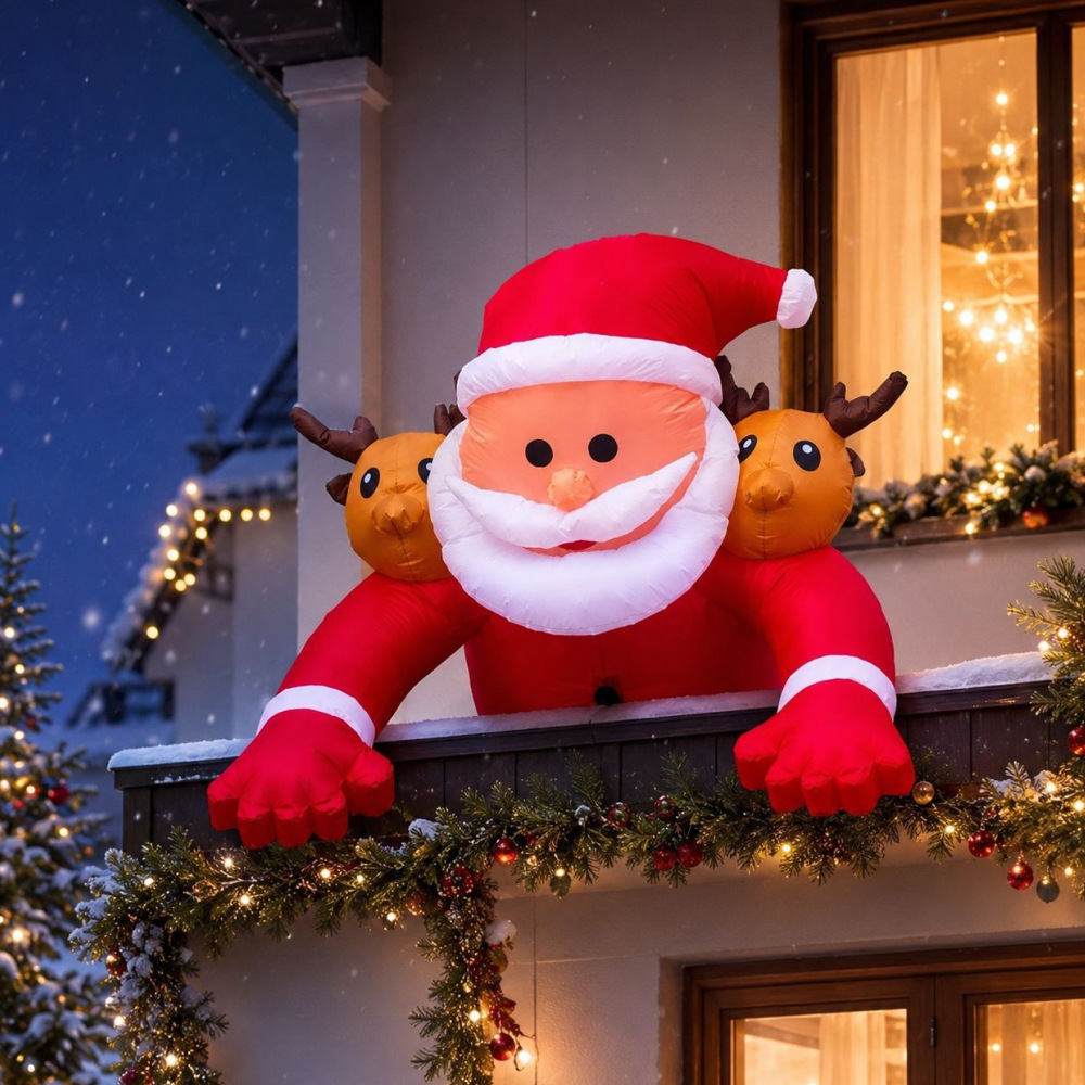 1.8M Christmas Inflatable Sant - đánh giá và giá Xmas Outdoor Lighting Decorations