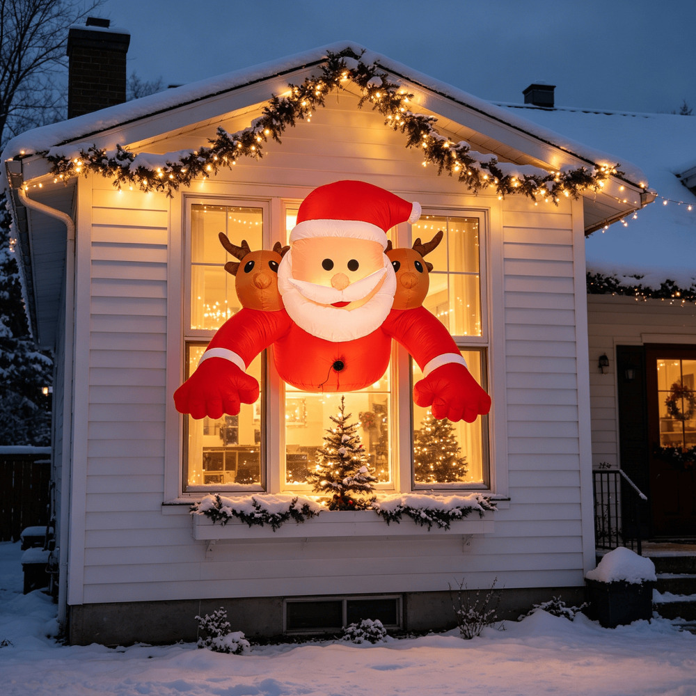 1.8M Christmas Inflatable Sant - đánh giá và giá Xmas Outdoor Lighting Decorations